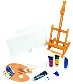 grupo da pintura da arte 21pcs com armação/paleta/lona/escovas/cores da tabela